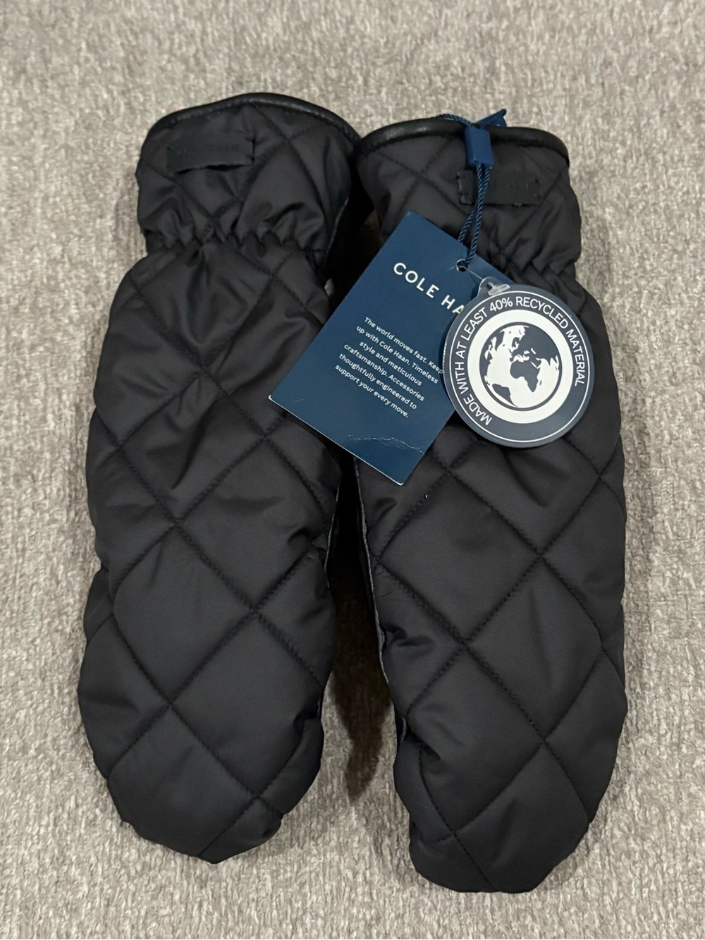 Cole Haan Faux Fur Lined Quilted Puffer Mittens
